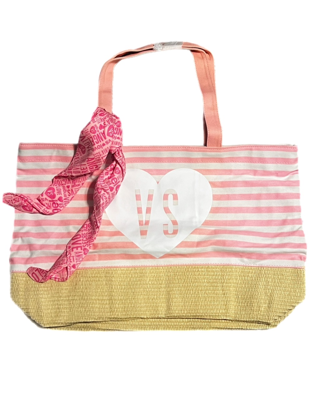 NWT Victoria's Secret Pink & White Striped Tote Bag